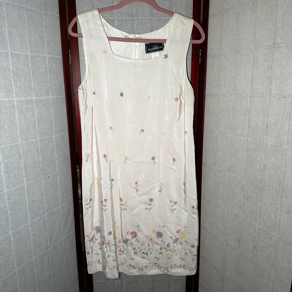 Molly Malloy Beige Floral Dress, Sleeveless Flower Dress Size 14